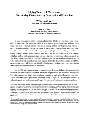 Edging Toward Effectiveness: Examining Postsecondary Occupational Education