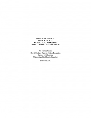 From Black Box to Pandora’s Box: Evaluating Remedial/Developmental Education