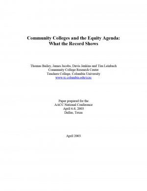 Community Colleges and the Equity Agenda: What the Record Shows