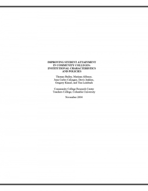 Improving Student Attainment in Community Colleges: Institutional Characteristics and Policies