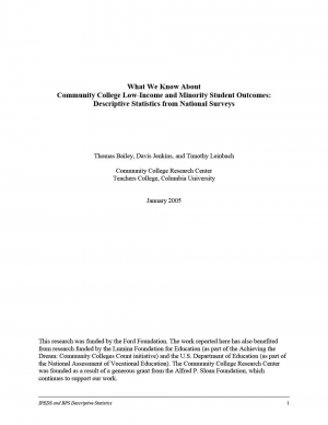 What We Know About Community College Low-Income and Minority Student Outcomes