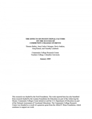 The Effects of Institutional Factors on the Success of Community College Students