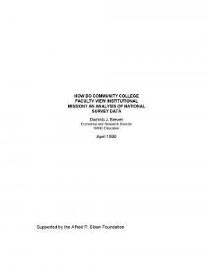 How Do Community College Faculty View Institutional Mission? An Analysis of National Survey Data