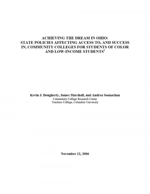 Achieving the Dream in Ohio: State Policies Affecting Access to, and Success in, Community Colleges for Students of Color and Low-Income Students