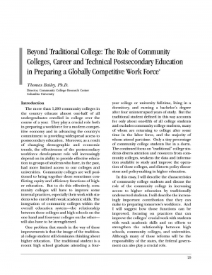 Beyond Traditional College: The Role of Community Colleges, Career and Technical Postsecondary Education in Preparing a Globally Competitive Work Force