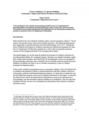 From Compliance to Capacity Building: Community Colleges and Federal Workforce Education Policy