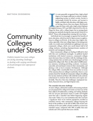 Community Colleges Under Stress