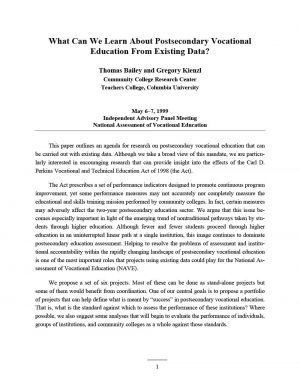 What Can We Learn About Postsecondary Vocational Education From Existing Data?