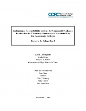 Performance Accountability Systems for Community Colleges: Lessons for the Voluntary Framework of Accountability for Community Colleges