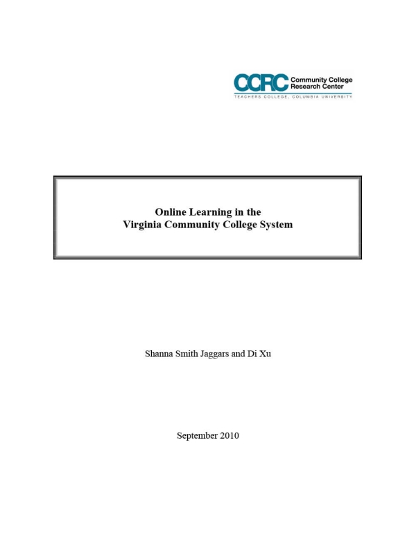 Online Learning in the Virginia Community College System