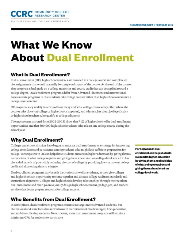 What We Know About Dual Enrollment