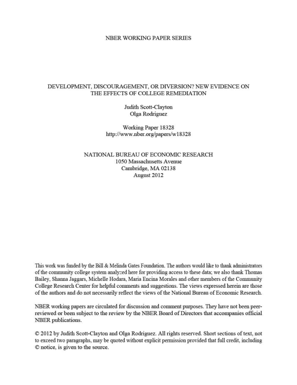 Development, Discouragement, or Diversion? New Evidence on the Effects of College Remediation