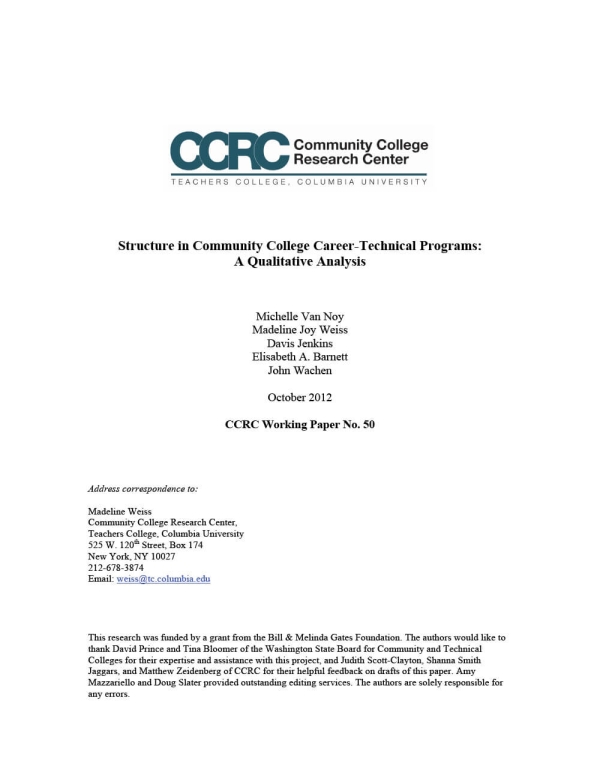 Structure in Community College Career-Technical Programs: A Qualitative Analysis