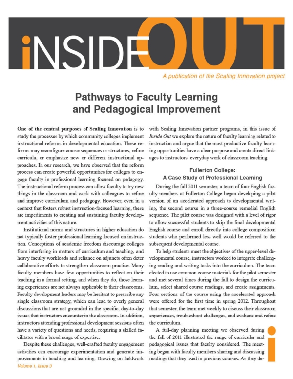 Pathways to Faculty Learning and Pedagogical Improvement