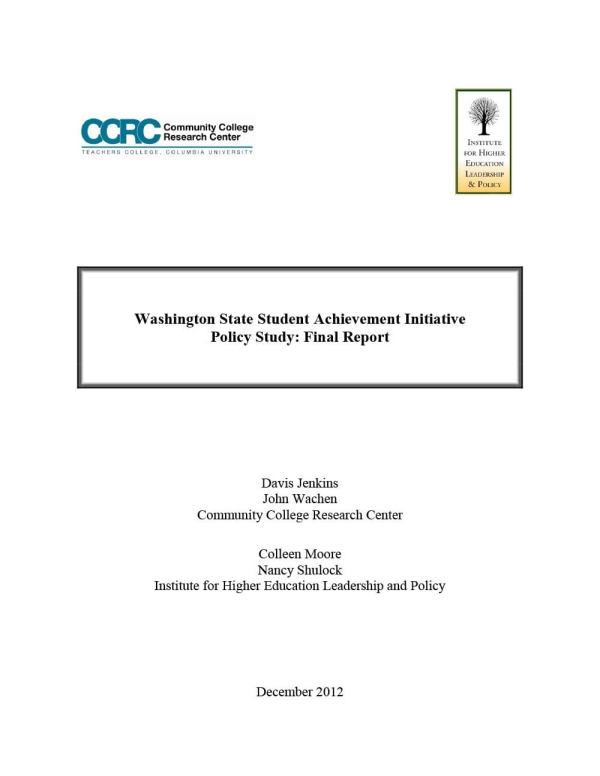 Washington State Student Achievement Initiative Policy Study: Final Report