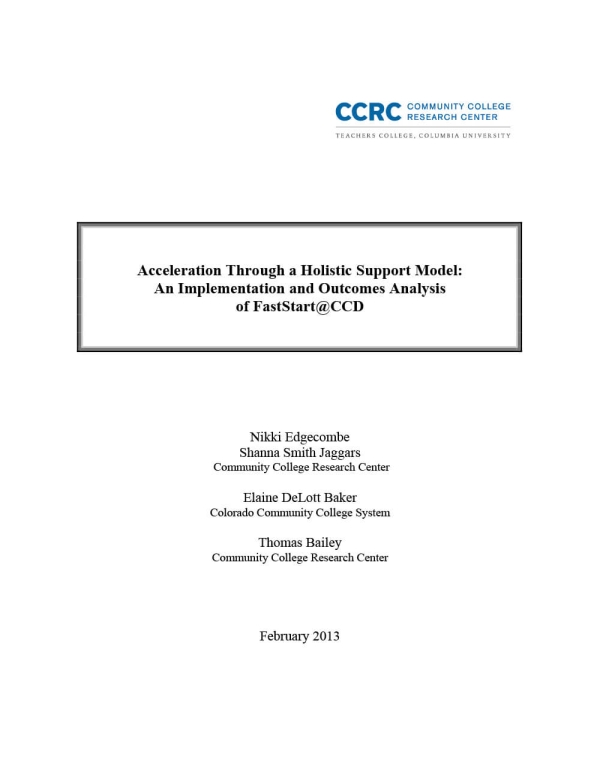 Acceleration Through a Holistic Support Model: An Implementation and Outcomes Analysis of FastStart@CCD