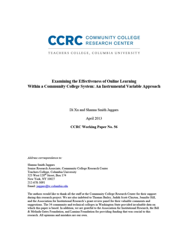 Examining the Effectiveness of Online Learning Within a Community College System: An Instrumental Variable Approach