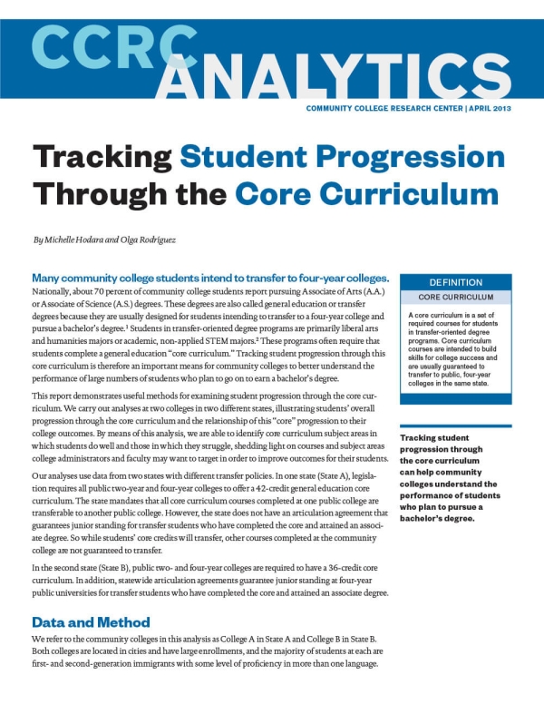 Tracking Student Progression Through the Core Curriculum