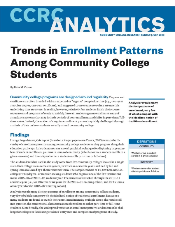 Trends in Enrollment Patterns Among Community College Students