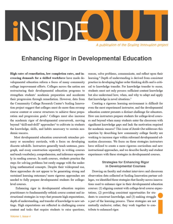 Enhancing Rigor in Developmental Education