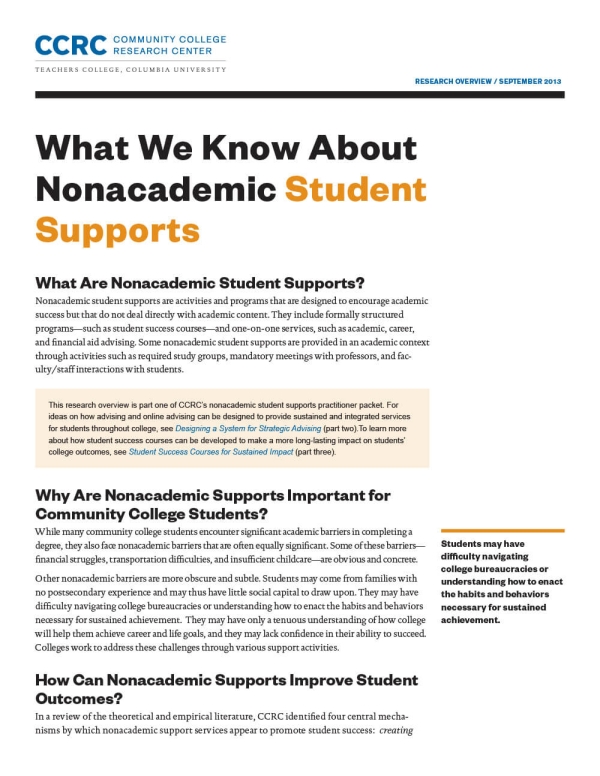 What We Know About Nonacademic Student Supports