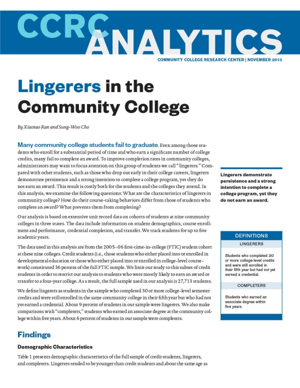 Lingerers in the Community College