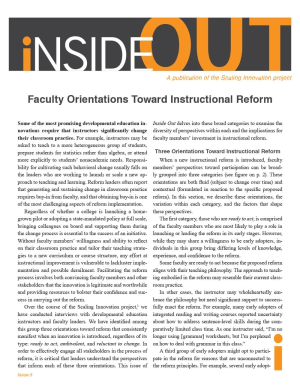 Faculty Orientations Toward Instructional Reform