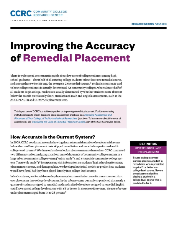 Improving the Accuracy of Remedial Placement