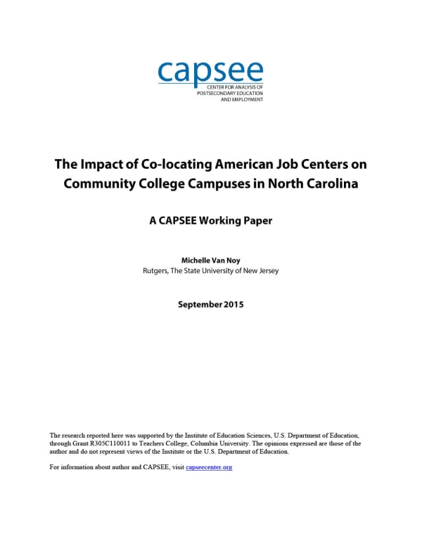 The Impact of Co-locating American Job Centers on Community College Campuses in North Carolina