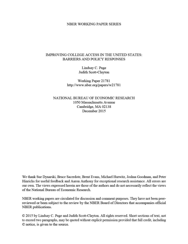 Improving College Access in the United States: Barriers and Policy Responses