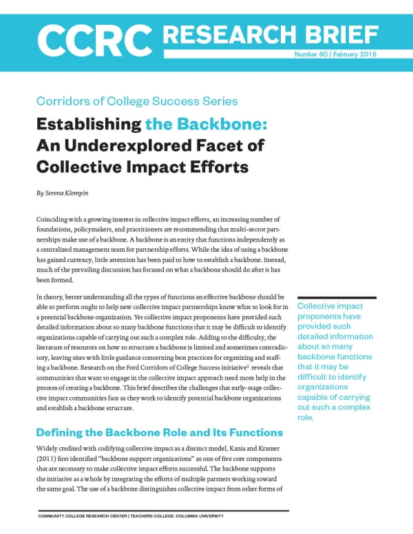 Establishing the Backbone: An Underexplored Facet of Collective Impact Efforts