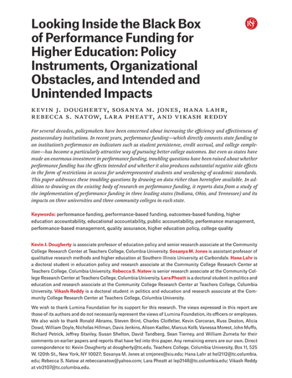 Looking Inside the Black Box of Performance Funding for Higher Education: Policy Instruments, Organizational Obstacles, and Intended and Unintended Impacts