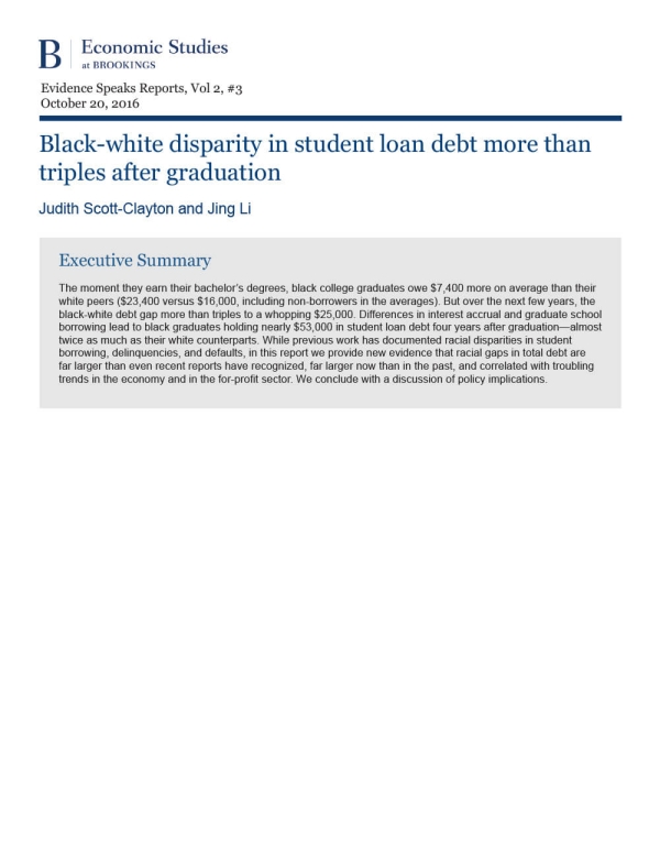 Black-White Disparity in Student Loan Debt More Than Triples After Graduation