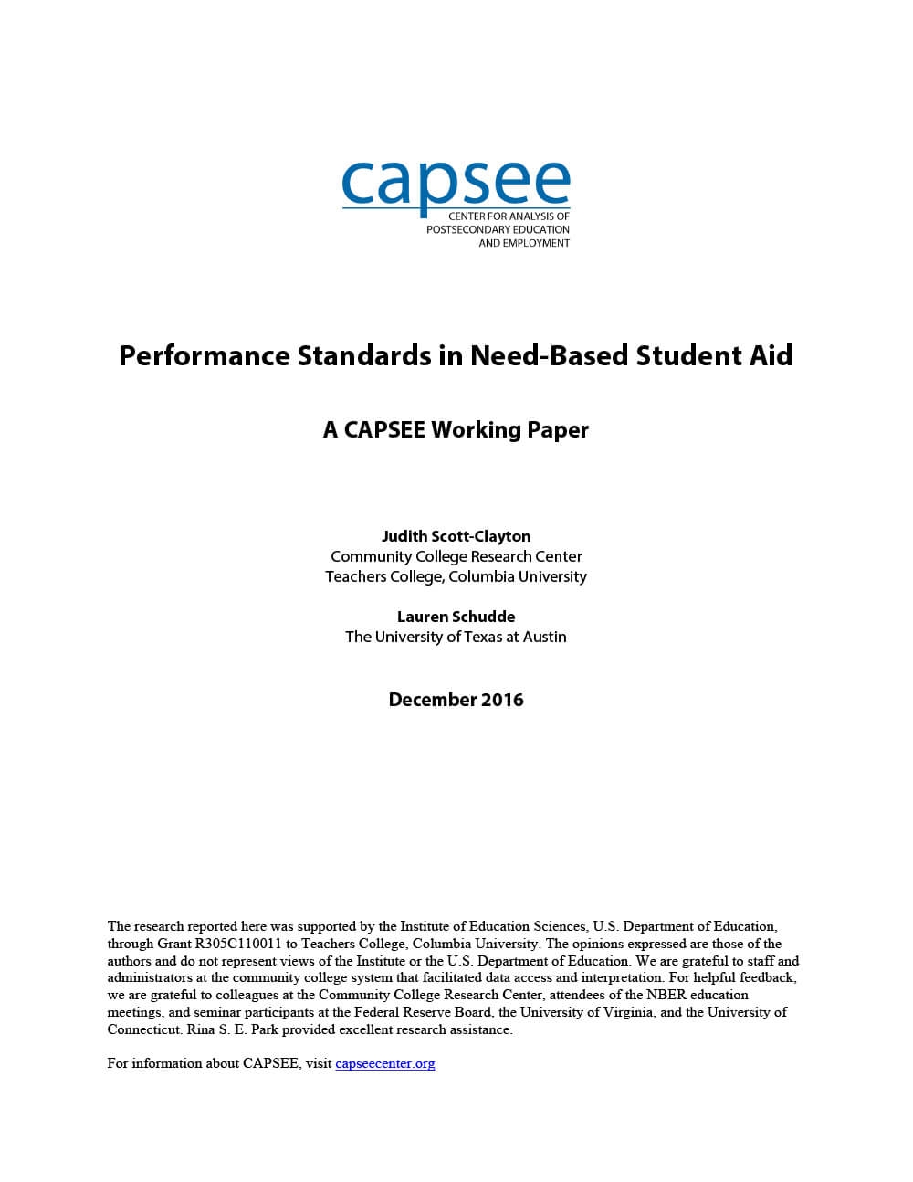 Performance Standards in Need-Based Student Aid