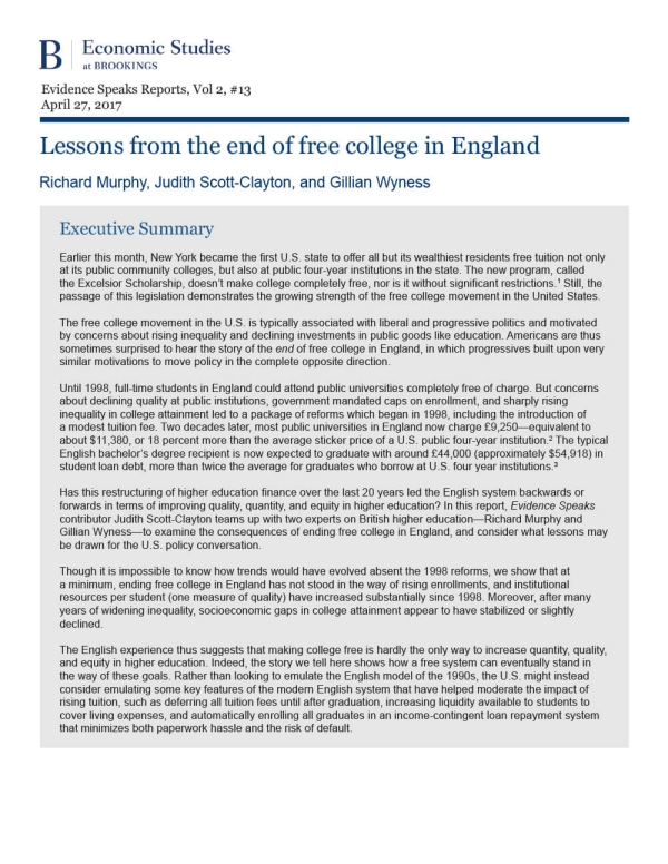 Lessons From the End of Free College in England