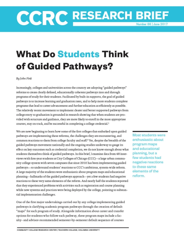 What Do Students Think of Guided Pathways?