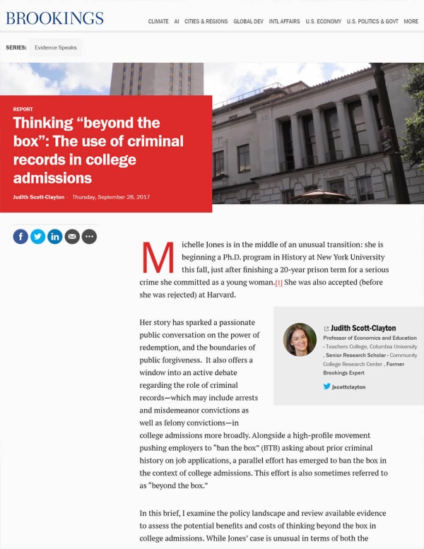 Thinking “Beyond the Box”: The Use of Criminal Records in College Admissions