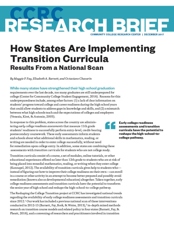 How States Are Implementing Transition Curricula: Results From a National Scan