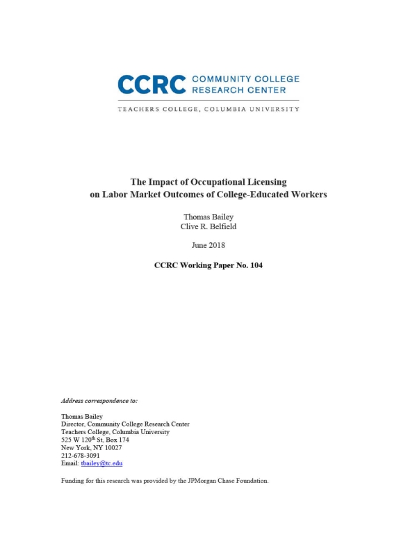 The Impact of Occupational Licensing on Labor Market Outcomes of College-Educated Workers