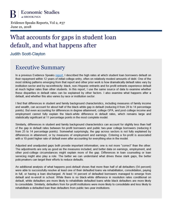 What Accounts for Gaps in Student Loan Default, and What Happens After