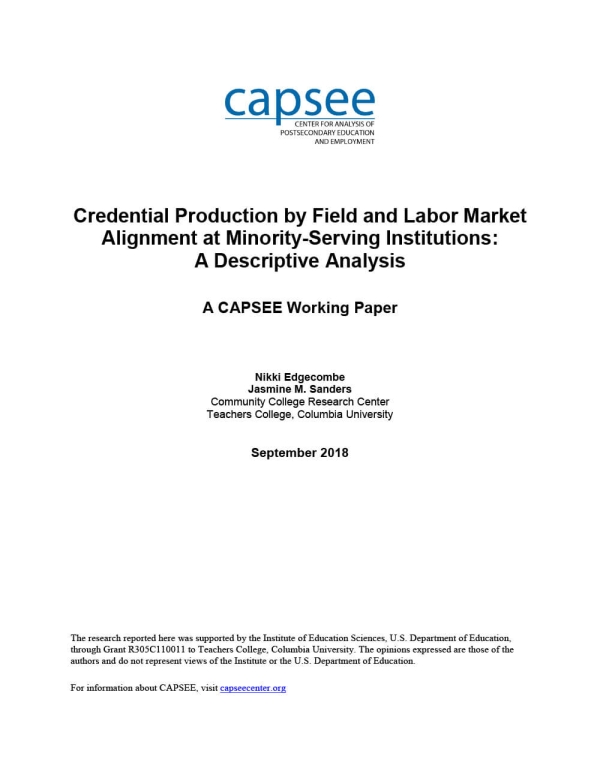 Credential Production by Field and Labor Market Alignment at Minority-Serving Institutions: A Descriptive Analysis