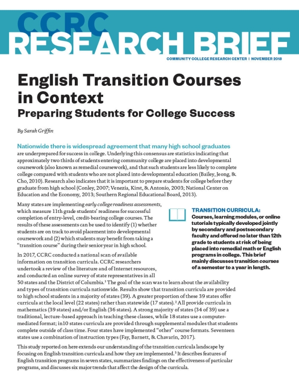 English Transition Courses in Context: Preparing Students for College Success