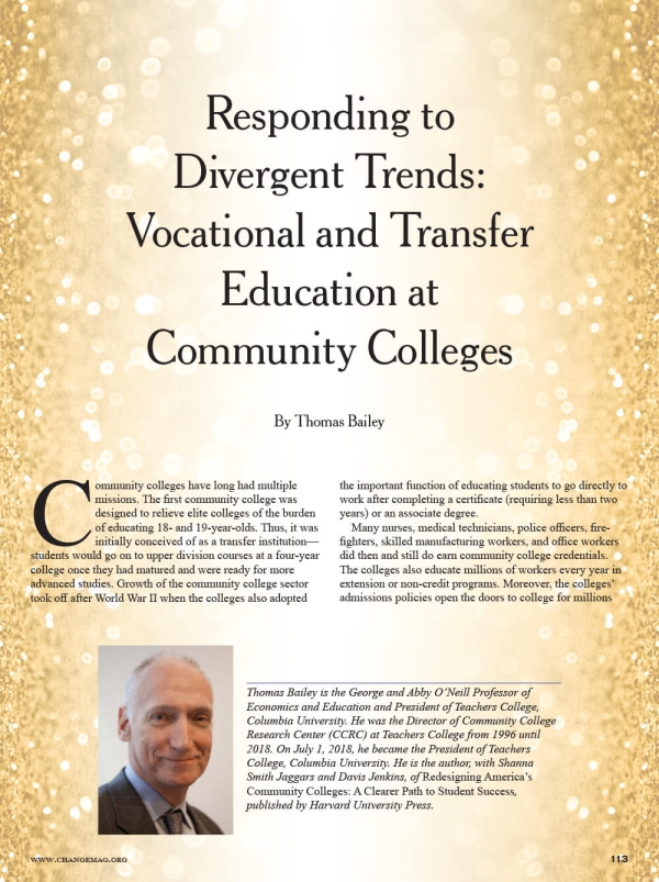 Responding to Divergent Trends: Vocational and Transfer Education at Community Colleges