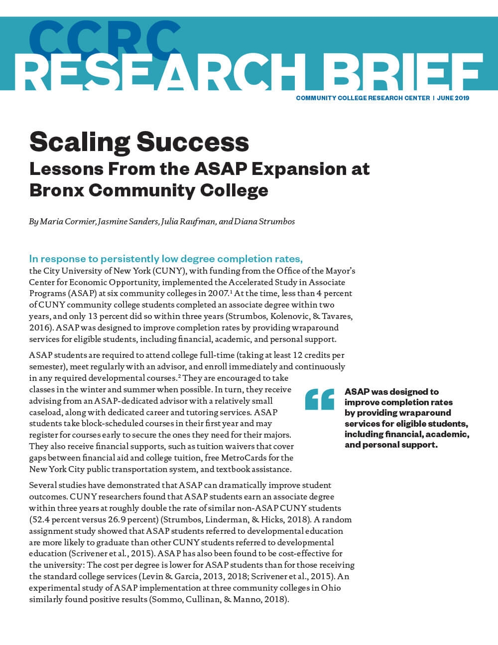 Scaling Success: Lessons From the ASAP Expansion at Bronx Community College