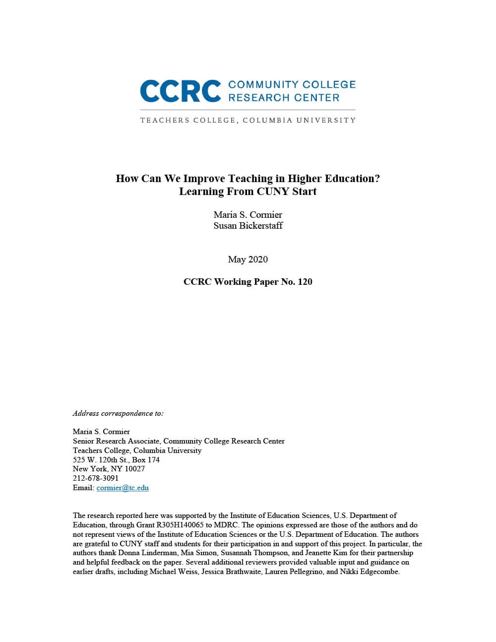 How Can We Improve Teaching in Higher Education? Learning From CUNY Start