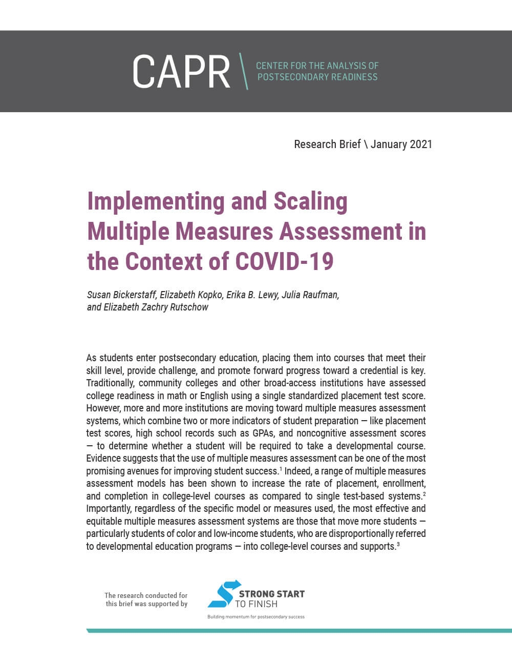 Implementing and Scaling Multiple Measures Assessment in the Context of COVID-19