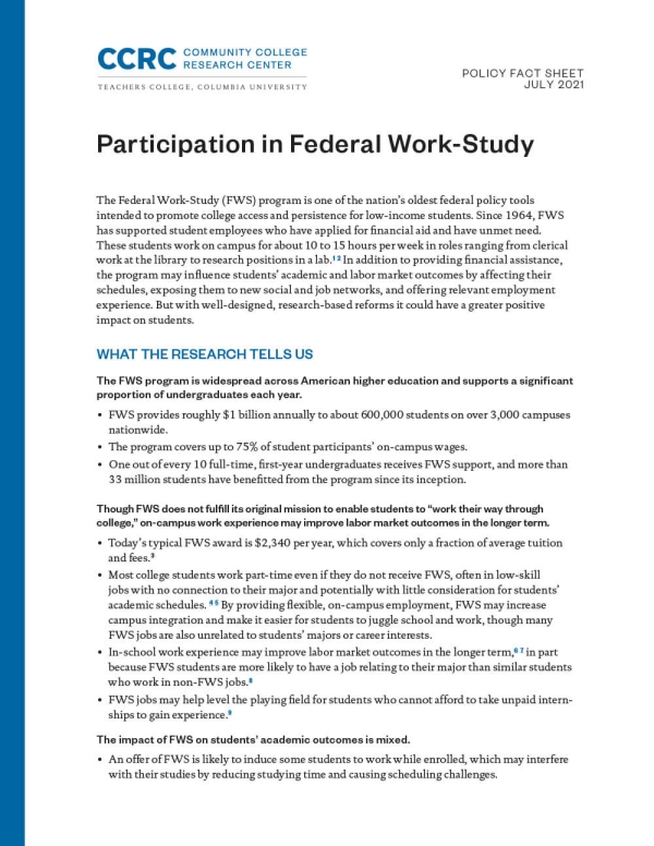 Participation in Federal Work-Study