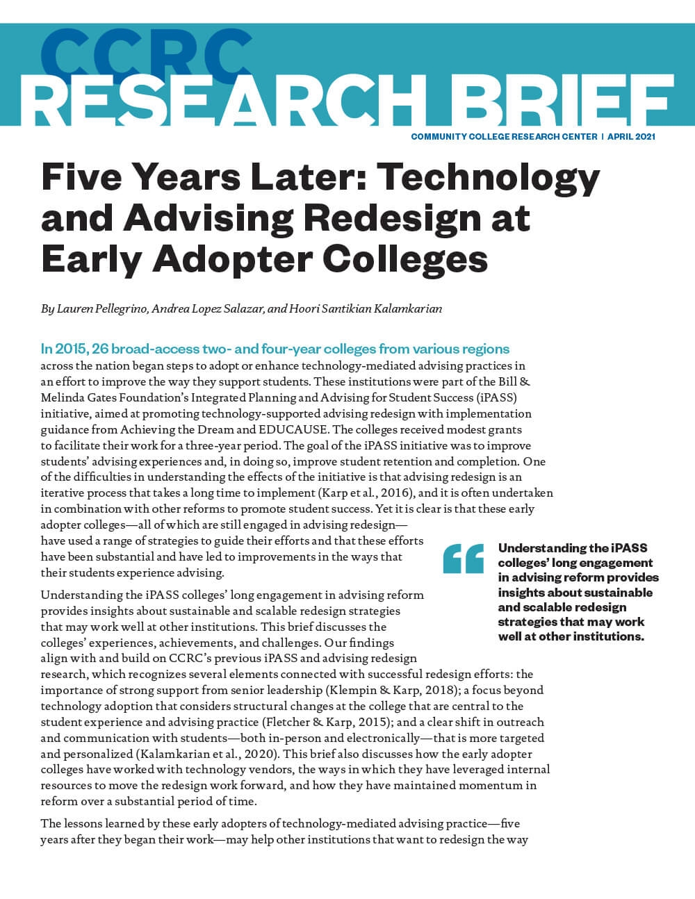 Five Years Later: Technology and Advising Redesign at Early Adopter Colleges