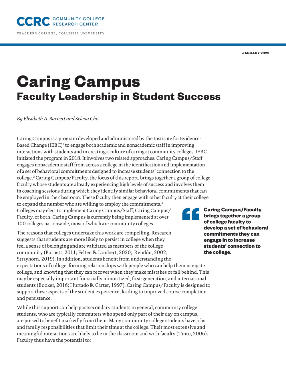 Caring Campus: Faculty Leadership in Student Success