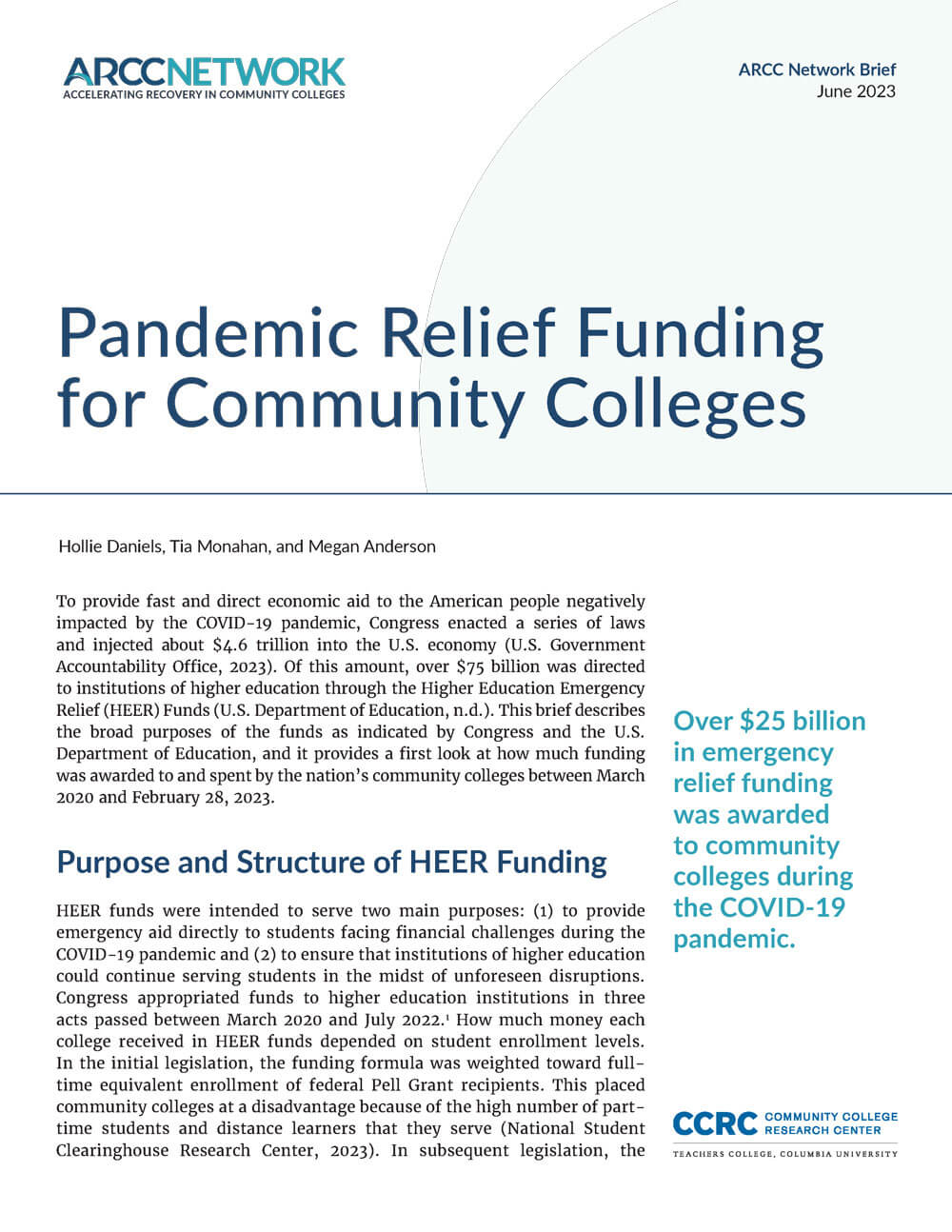 Pandemic Relief Funding for Community Colleges